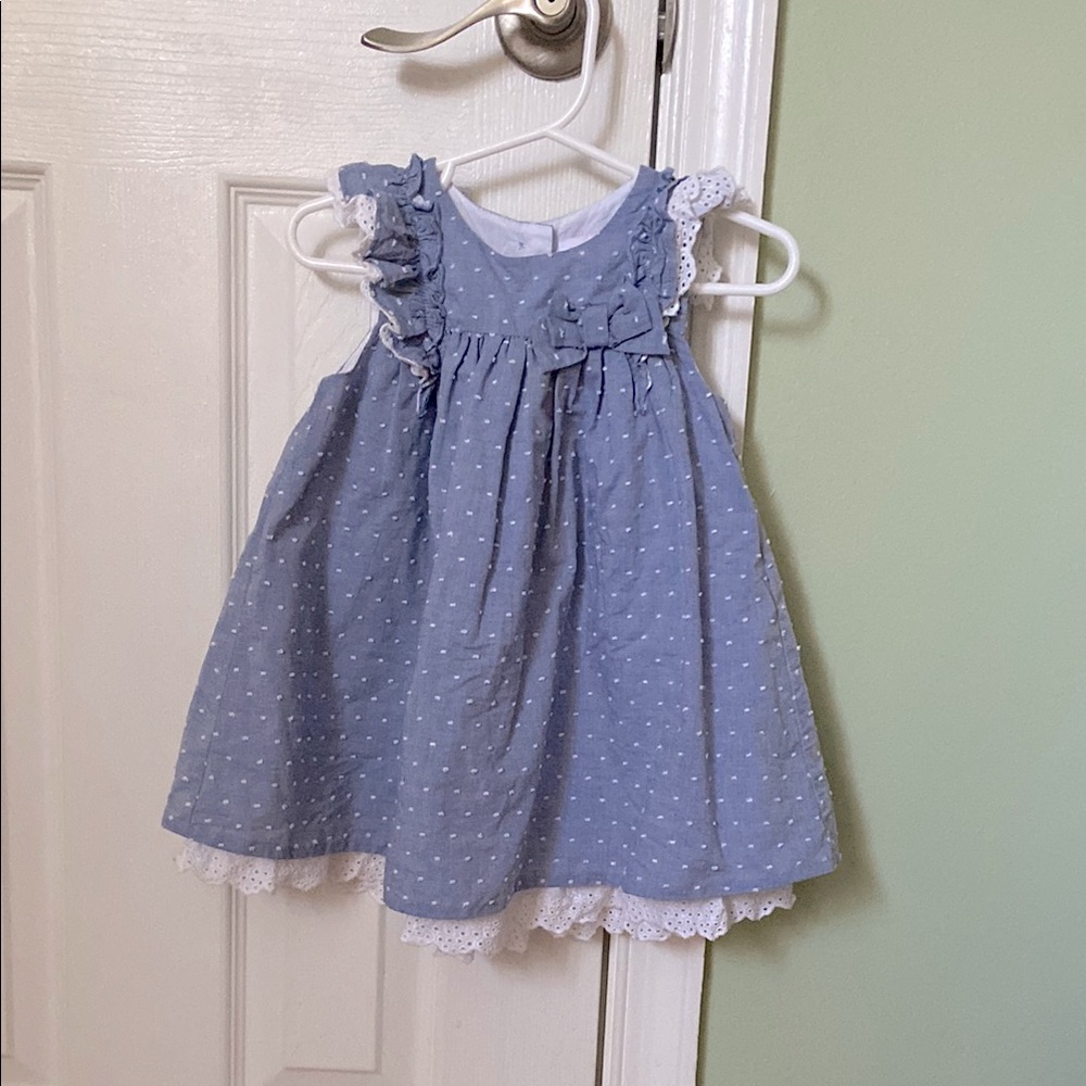 Tommy Bahama Chambray Kids Dress with White Dots